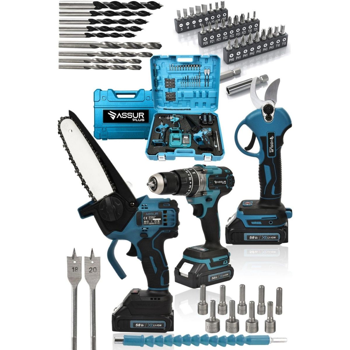 asur plus 3lü set makas+testere+matkap
